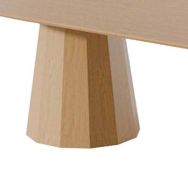 86 Inch Oval Solid Wood Dining Table with Double Pedestal Base Seats Eight