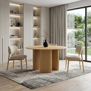 46 Inch Round Solid Wood Dining Table with Tripod Base for Modern Rooms