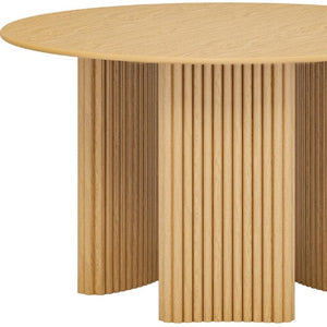 46 Inch Round Solid Wood Dining Table with Tripod Base for Modern Rooms