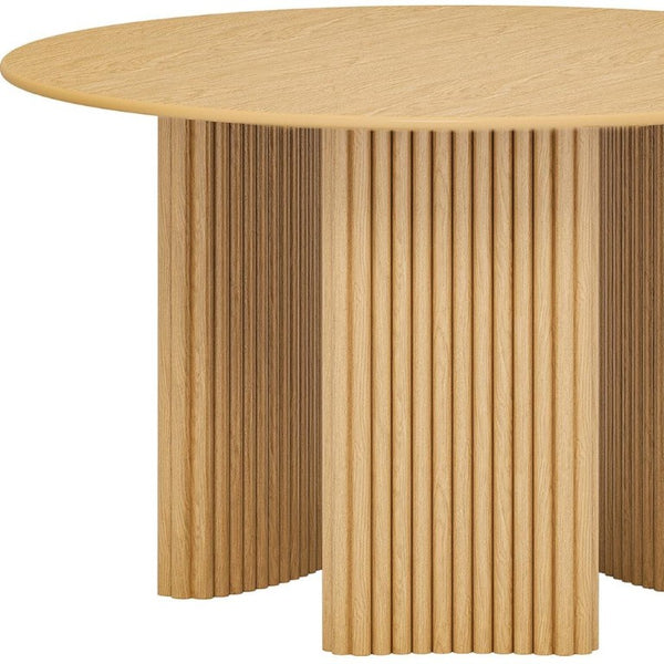 46 Inch Round Solid Wood Dining Table with Tripod Base for Modern Rooms