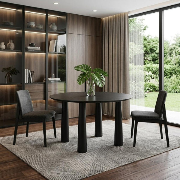 52 Inch Round Solid Wood Dining Table Sturdy Top for Modern Kitchen and Room Gatherings
