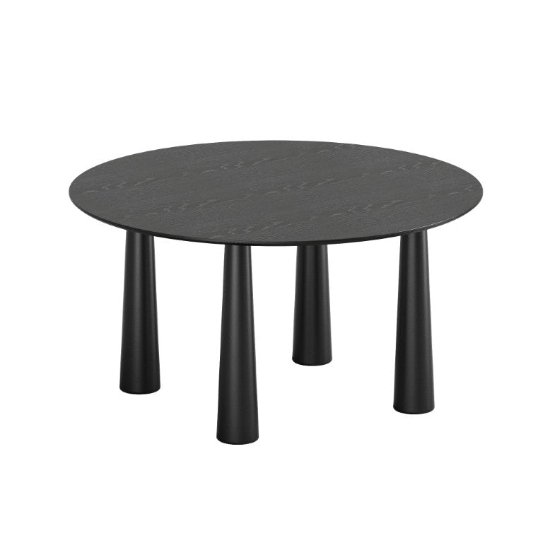 HomeRoots 59 Inch Solid Wood Round Dining Table in Black for Modern or Farmhouse Interiors 720690