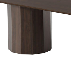 86 Inch Solid Walnut Oval Dining Table with Elegant Dual Pedestal Base Seats Eight