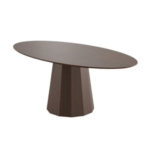 HomeRoots 86 Inch Oval Solid Walnut Dining Table with Dual Pedestal Base Seats Eight 720698