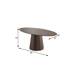 86 Inch Oval Solid Walnut Dining Table with Dual Pedestal Base Seats Eight