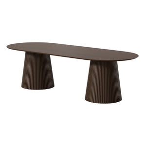 86 Inch Oval Solid Walnut Dining Table with Double Pedestal Base Seats Eight