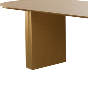 86 Inch Oval Natural Wood Dining Table with Elegant Double Pedestal Base Seats Eight