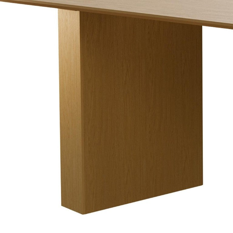 86 Inch Oval Natural Wood Dual Pedestal Dining Table Seats Eight Elegantly