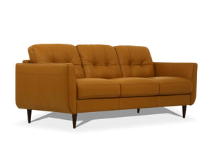 English Elm Radwan Italian Leather Sofa Tufted Mid-century Modern Three-seat Walnut Leg Living Room Camel B2726P496926