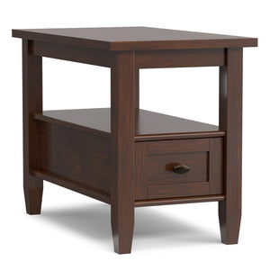English Elm Warm Shaker Solid Wood Narrow End Table with Drawer and Open Shelf for Small Spaces B136P481648
