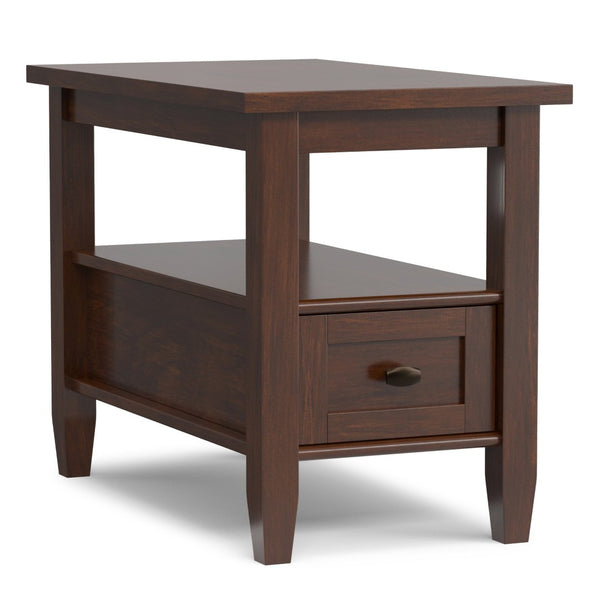 English Elm Warm Shaker Solid Wood Narrow End Table with Drawer and Open Shelf for Small Spaces B136P481648