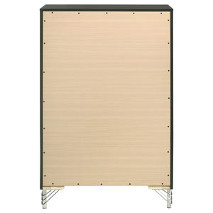 English Elm Malcolm Five Drawer Chest in High Gloss Black with Chrome Pulls for Modern Bedrooms B062P447799