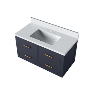 English Elm Blue Single-Sink Bath Vanity 36" W X 22" D With Elegant White Quartz Top & Soft-Close Hardware B2731P257967