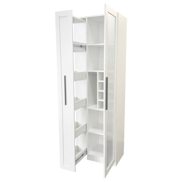 English Elm Kitchen Pantry Cabinet - Versatile Pull-Out Storage Shelf With Glass Doors For Farmhouse Charm & Organization W331S00189
