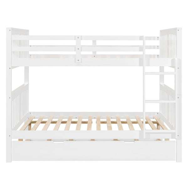 English Elm Full Over Bunk Bed with Twin Trundle Solid Pine Frame Gray Convertible LT100204AAK