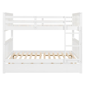 English Elm Full Over Bunk Bed with Twin Trundle Solid Pine Frame Gray Convertible LT100204AAK-1