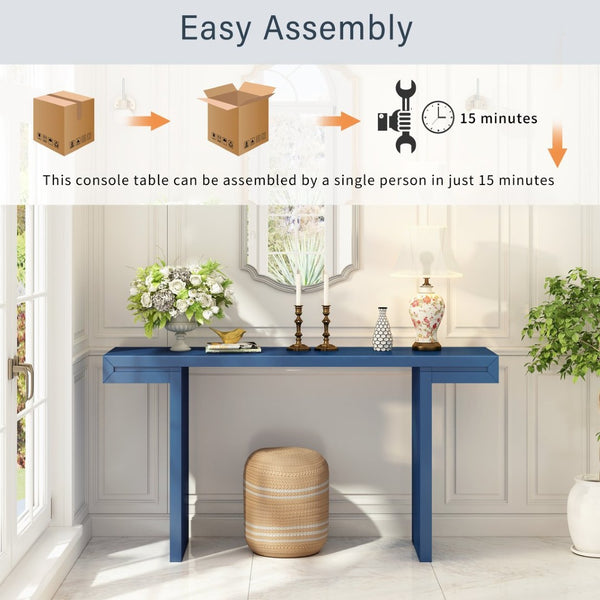 English Elm U-style 60 Inch Geometric Console Table Painted Mdf Foyer Entryway Living Room N711P303209V
