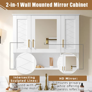 English Elm 35 Inch Wall Mount Medicine Cabinet Soft Close Mirror Storage for Modern Bathroom White N710P389453K