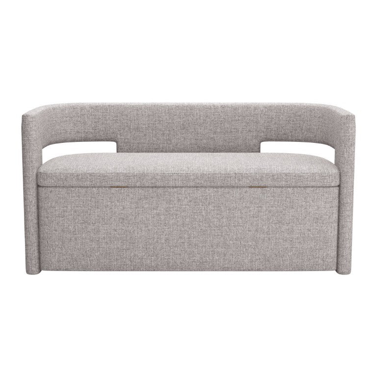 HomeRoots 55 Inch Upholstered Entryway Bench with Flip Top Hidden Storage in Gray Fabric 720918