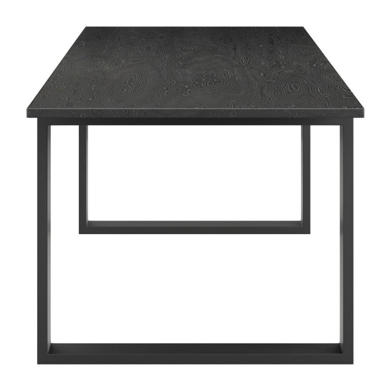 HomeRoots 79 Inch Black Solid Wood Sled Base Dining Table for Modern Everyday Gatherings 720929