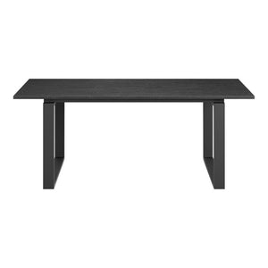 79 Inch Black Solid Wood Sled Base Dining Table for Modern Everyday Gatherings