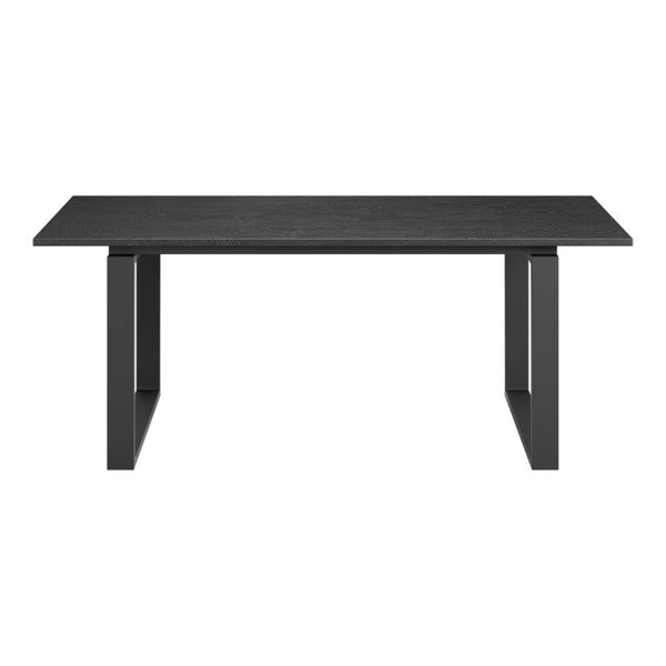 79 Inch Black Solid Wood Sled Base Dining Table for Modern Everyday Gatherings