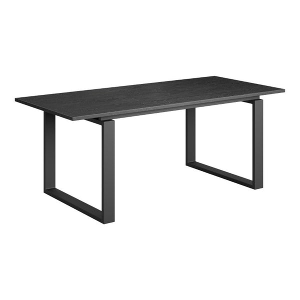 79 Inch Black Solid Wood Sled Base Dining Table for Modern Everyday Gatherings