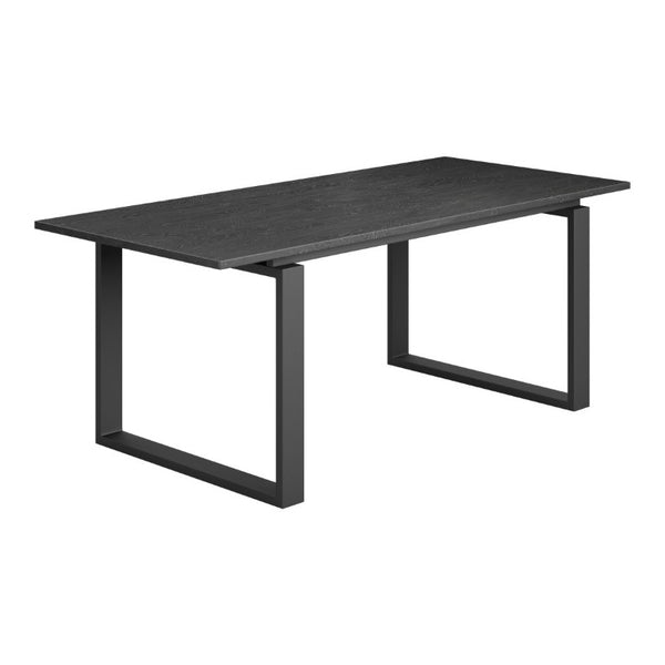 79 Inch Black Solid Wood Sled Base Dining Table for Modern Everyday Gatherings