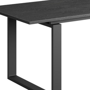 79 Inch Black Solid Wood Sled Base Dining Table for Modern Everyday Gatherings