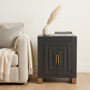 25 Inch Distressed Wood End Table with Two Open Shelves for Living Room Decor
