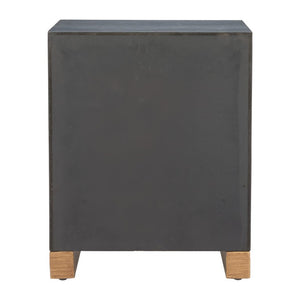 25 Inch Distressed Wood End Table with Two Open Shelves for Living Room Decor