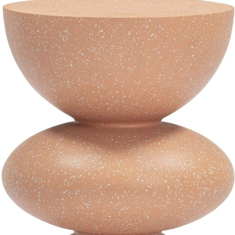 HomeRoots 18 Inch Faux Terrazzo Round Accent Table Terra Cotta Pedestal Base Living Room 720934
