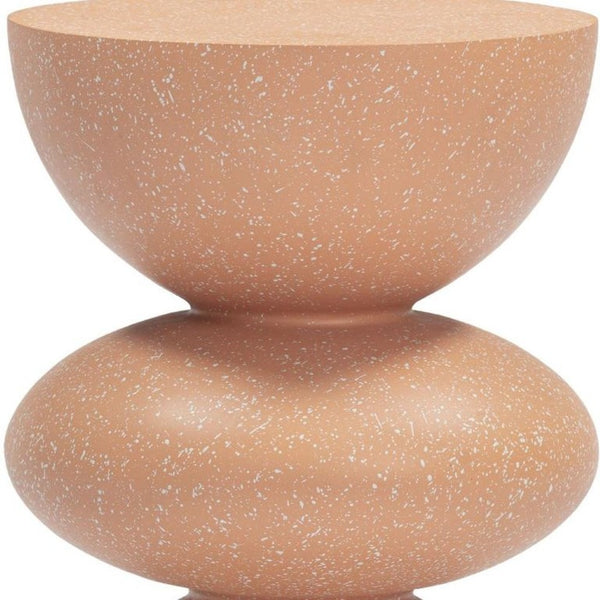 18 Inch Faux Terrazzo Round Accent Table Terra Cotta Pedestal Base Living Room