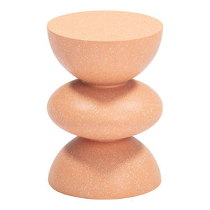 18 Inch Faux Terrazzo Round Accent Table Terra Cotta Pedestal Base Living Room