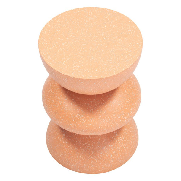 18 Inch Faux Terrazzo Round Accent Table Terra Cotta Pedestal Base Living Room