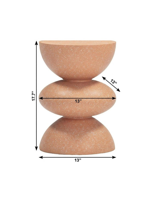 18 Inch Faux Terrazzo Round Accent Table Terra Cotta Pedestal Base Living Room