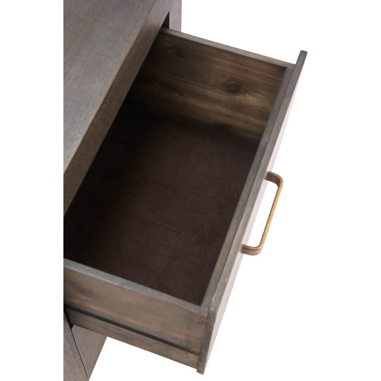 25 Inch Espresso Finished Wood End Table with Dual Storage Drawers for Living Room