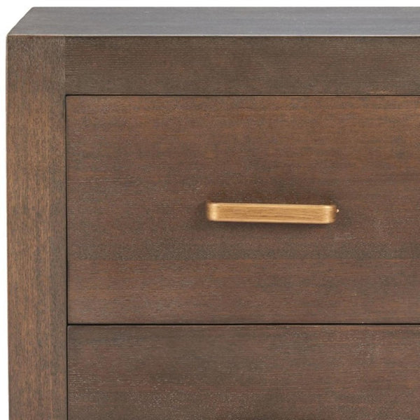 25 Inch Espresso Finished Wood End Table with Dual Storage Drawers for Living Room