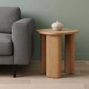 24 Inch Natural Solid Wood Oval End Table for Living Room or Bedroom Accent Decor