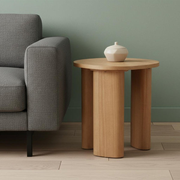 24 Inch Natural Solid Wood Oval End Table for Living Room or Bedroom Accent Decor