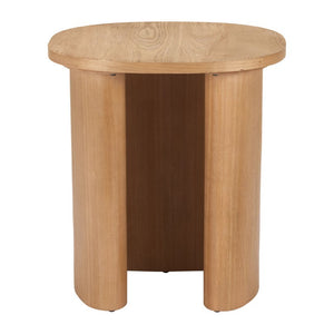 24 Inch Natural Solid Wood Oval End Table for Living Room or Bedroom Accent Decor