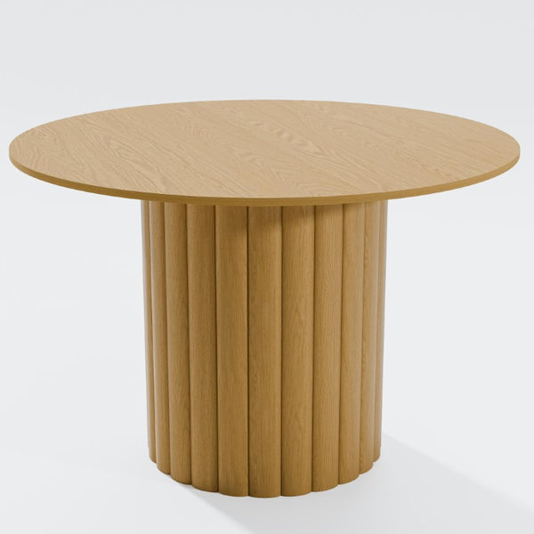 HomeRoots 46 Inch Solid Wood Round Dining Table with Pedestal Base for Cozy Kitchen Gatherings 720982