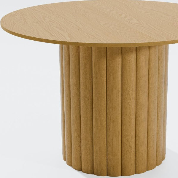46 Inch Solid Wood Round Dining Table with Pedestal Base for Cozy Kitchen Gatherings