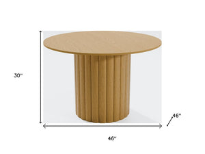 46 Inch Solid Wood Round Dining Table with Pedestal Base for Cozy Kitchen Gatherings