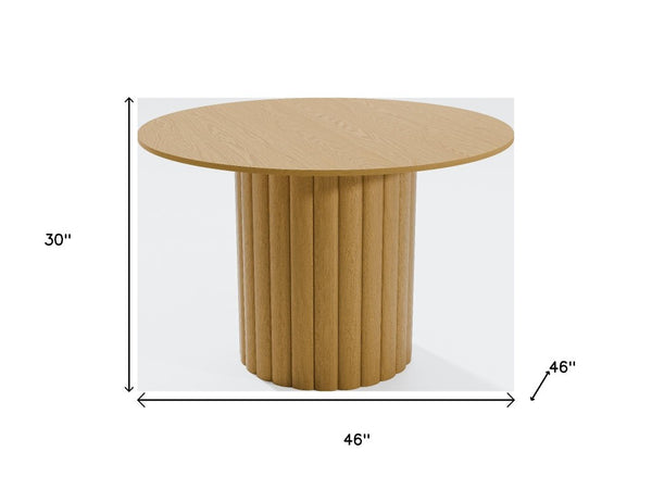 46 Inch Solid Wood Round Dining Table with Pedestal Base for Cozy Kitchen Gatherings