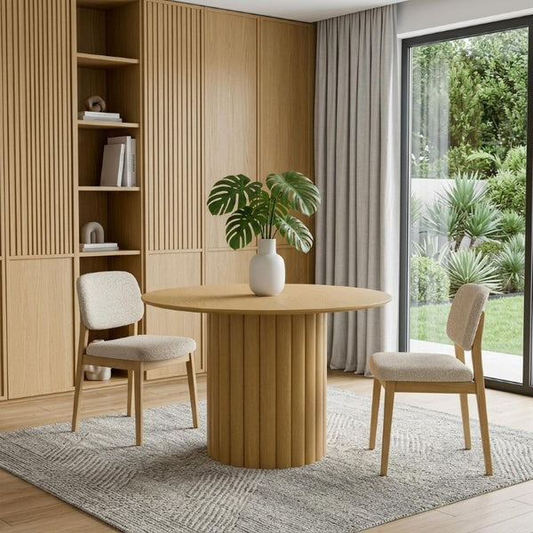 46 Inch Solid Wood Round Dining Table with Pedestal Base for Casual Gatherings