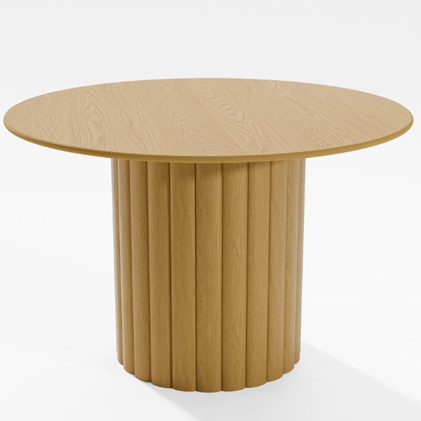 HomeRoots 46 Inch Solid Wood Round Dining Table with Pedestal Base for Casual Gatherings 720983