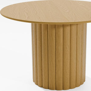 46 Inch Solid Wood Round Dining Table with Pedestal Base for Casual Gatherings