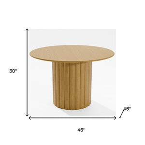 46 Inch Solid Wood Round Dining Table with Pedestal Base for Casual Gatherings