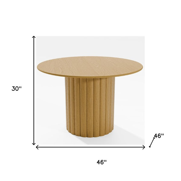 46 Inch Solid Wood Round Dining Table with Pedestal Base for Casual Gatherings